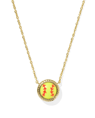 Softball Gold Short Pendant Necklace