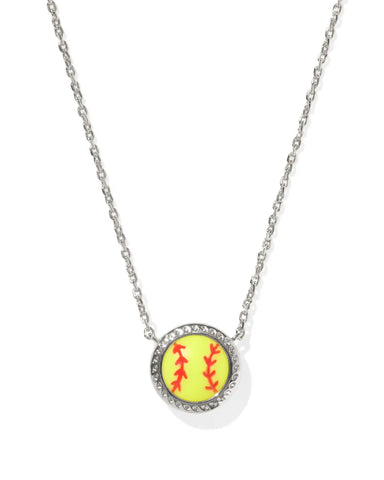 Softball Silver Short Pendant Necklace