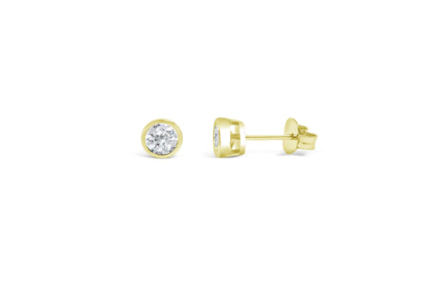 1CT CZ Bezel Stud Earring- Gold