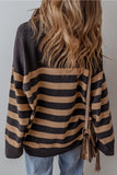 Stripe Collared Quarter Zipper Oversized Sweater