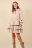 Cotton Poplin Half Button Down Mini Shirt Dress