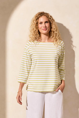 Stripe Jersey Boat Neck Top