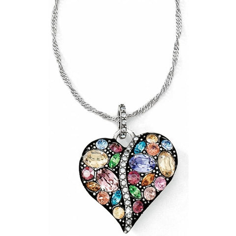 Trust Your Journey Heart Necklace in Silver-Pastel Multi