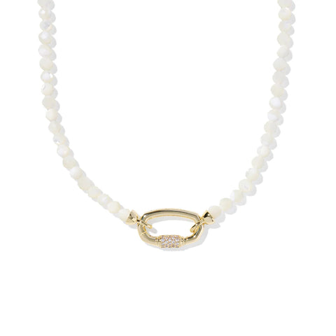 Emery Gold Beaded Strand Necklace Ivory Mother-of-Pearl
