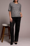 CREW NECK CAP SLEEVE SWEATER-CHARCOAL
