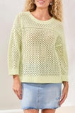 3/4 SLV SWEATER W/OPEN STITCH in Lime Cream
