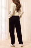 Corduroy Ankle Pant w/ Button Vent in Black