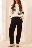 Corduroy Ankle Pant w/ Button Vent in Black