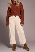 HIGH RISE FLY FRT 5 PKT ANKLE CORDUROY PANT CREAM