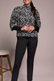 L/S MOCK NECK TOP W/COMBO-BLACK