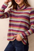 L/S FUNNEL NECK TOP W/SIDE SLITS-Mulberry