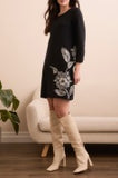 Boat Neck Sweater Dress Black