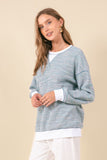 MULTI-COLORED WAFFLE KNIT LONG SLEEVE