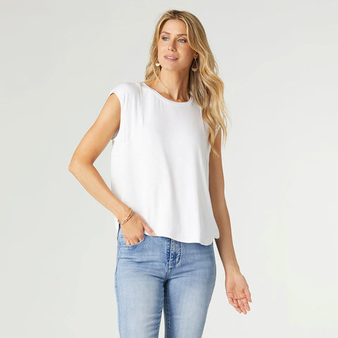 Selena Cap Sleeve Tee - White