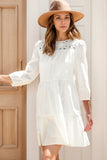 Floral Lace Patchwork Bracelet Sleeve Tiered Dress