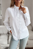 Frenchy Striped Print Ruffle Trim Button Front Shirt