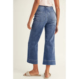 Mineral Wash High Waist Bell Bottom Crop Jeans