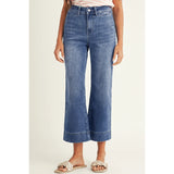 Mineral Wash High Waist Bell Bottom Crop Jeans