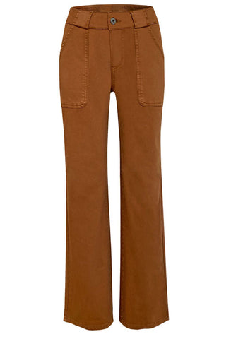 Zip Front Wide Leg Pant in Cognac