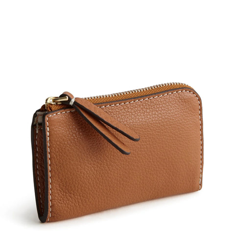 Zip Card Pouch- Roasted Pecan in Leather