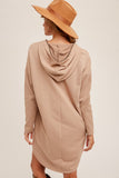 ZIP UP HOODED TERRY DRESS WITH POCKET