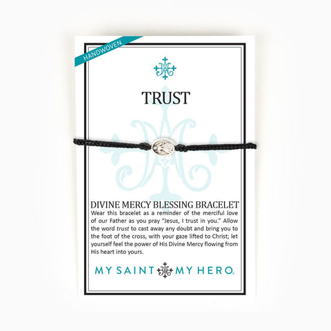 Divine Mercy Trust Blessing Bracelet - Silver/Black
