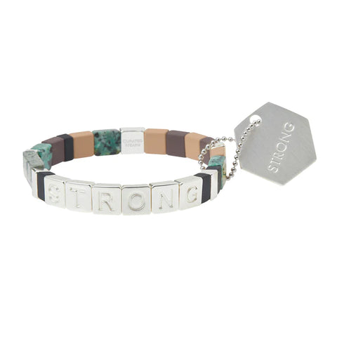 Empower Bracelet - STRONG Silver/African Turquoise/Jasper