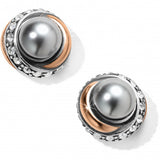 Neptune's Rings Gray Pearl Button Earrings