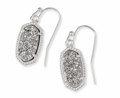 Kendra Scott Lee Silver Drop Earrings In Platinum Drusy