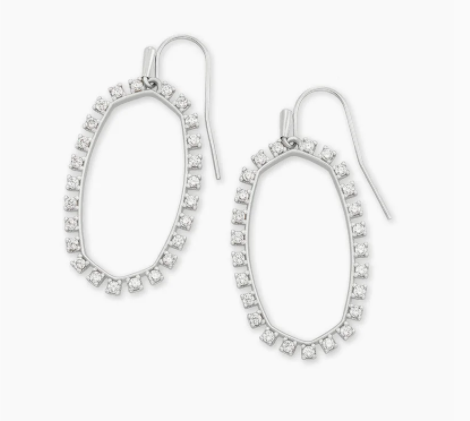 Kendra Scott Elle Open Frame Crystal Drop Earrings In Silver