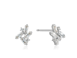 Silver Cluster Stud Earrings