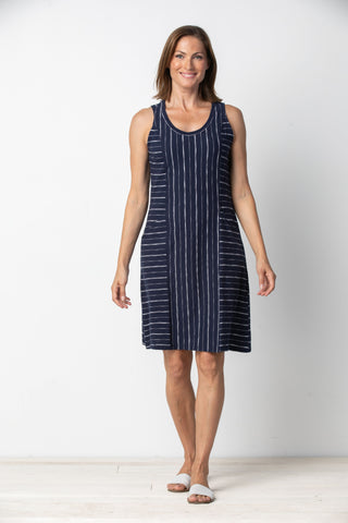 Striped Tank Dress in Navy and White