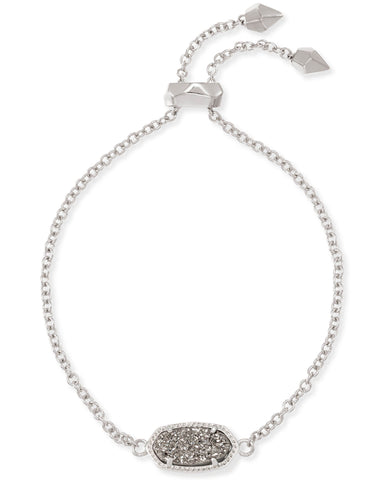 Kendra Scott Elaina Silver Adjustable Chain Bracelet In Platinum Drusy
