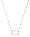 Elisa Open Frame Crystal Pendant Necklace in Silver