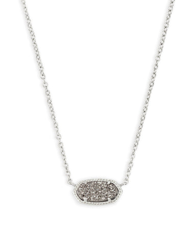 Kendra Scott Elisa Silver Pendant Necklace In Platinum Drusy