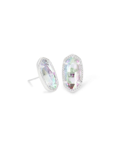 Ellie Silver Stud Earrings In Dichroic Glass