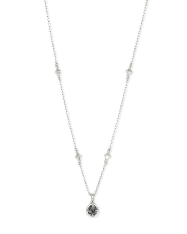 Nola Silver Pendant Necklace In Platinum Drusy