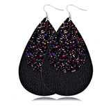 Leather Double Layers Drop Leaf Earrings