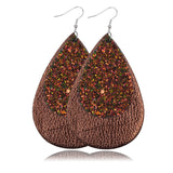 Leather Double Layers Drop Leaf Earrings