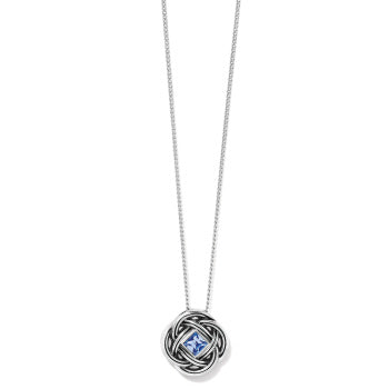 Interlok Shine Necklace in silver and Sapphire Blue