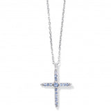 Color Drops Cross Necklace in Silver and Blue