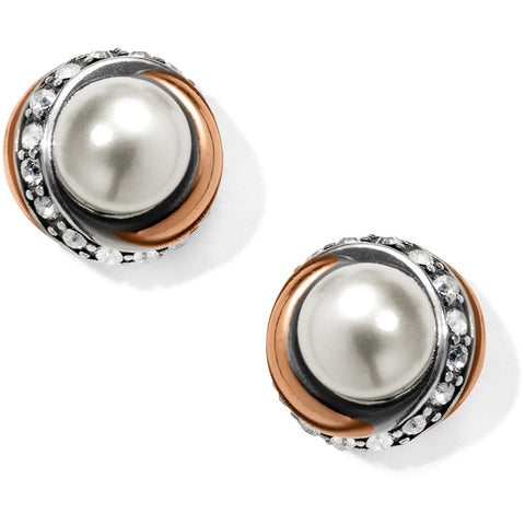 Neptune's Rings Pearl Button Earrings w/ White Pearl